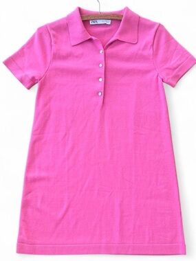 Zara pink polo knit shirt dress mini 💕 preppy clean girl tennis dress size Small
